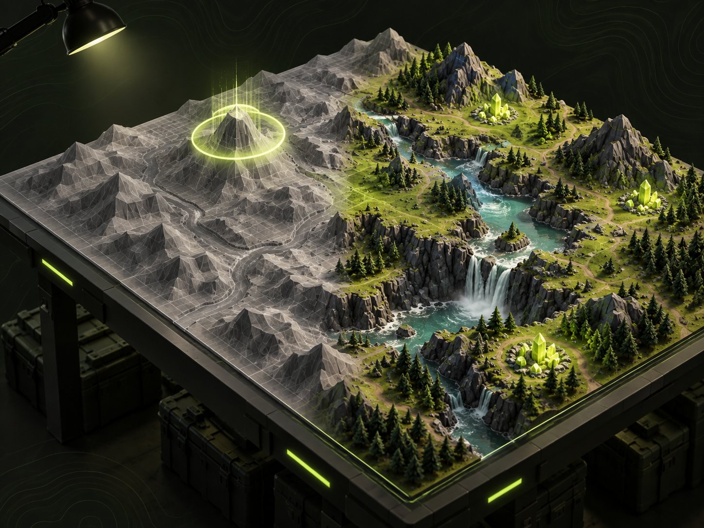 A terrain map halfway between raw heightmap and finished landscape